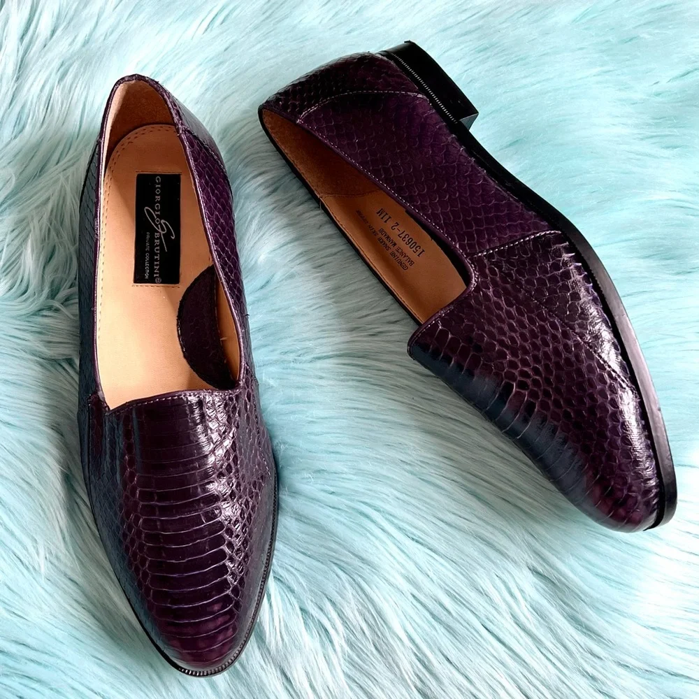 Giorgio Brutini Snake Skin Vintage Purple Loafers Men Size 11 Dress Shoes
